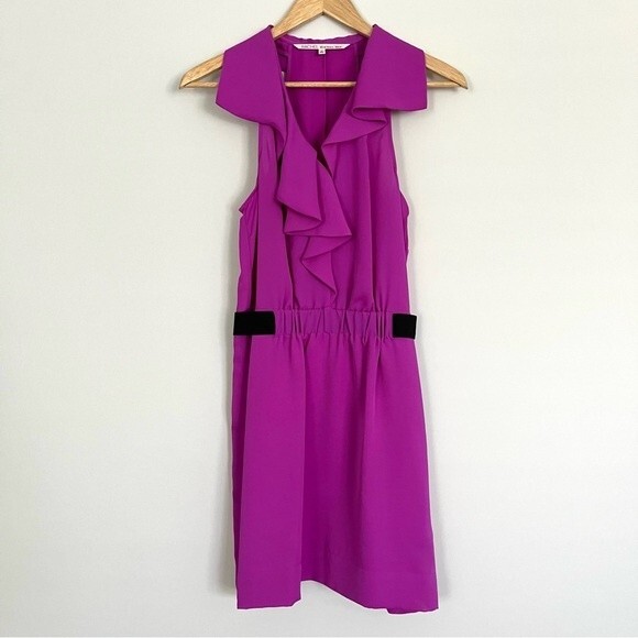 RACHEL Rachel Roy Bright Fuchsia Sleeveless Ruffle Dress, Sz 2 NWOT - Picture 1 of 6